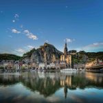 Meuse River passing through Dinant Belgium.