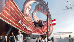 Geplanter Österreich-Pavillon bei der Expo 2025 (Rendering: Expo Austria)