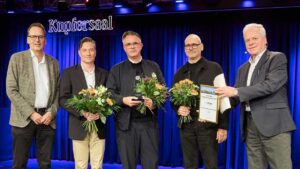 Volker Bremer, Heiko Rosenthal, Ulrich Wolter von RB Leipzig, Dirk Deumeland und Moderator Helge-Heinz Henker (von links, Foto: Leipzig Tourismus und Marketing)